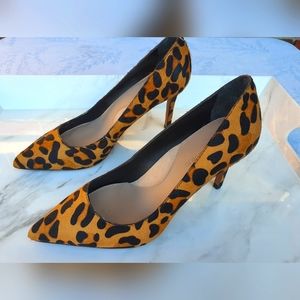 Banana Republic Size 6 Leopard Print Heels Dyed Calf Fur